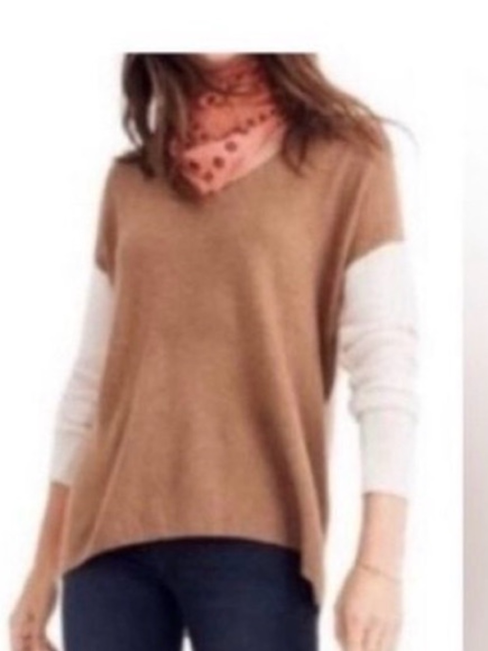 Madewell Kimball Colorblock V-Neck pullover Merino Wool Blend Size Medium